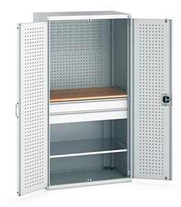 Bott 1050mm wide x 650mm deep pre Kitted cupboards with Shelves Drawers or Eurocontainers Cupboard 1050Wx650Dx2000mmH - 1 Worktop, 1 Shelf & 2 Drawers